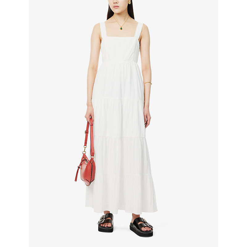 Shop Paige Ginseng Tiered Cotton Maxi Dress In White
