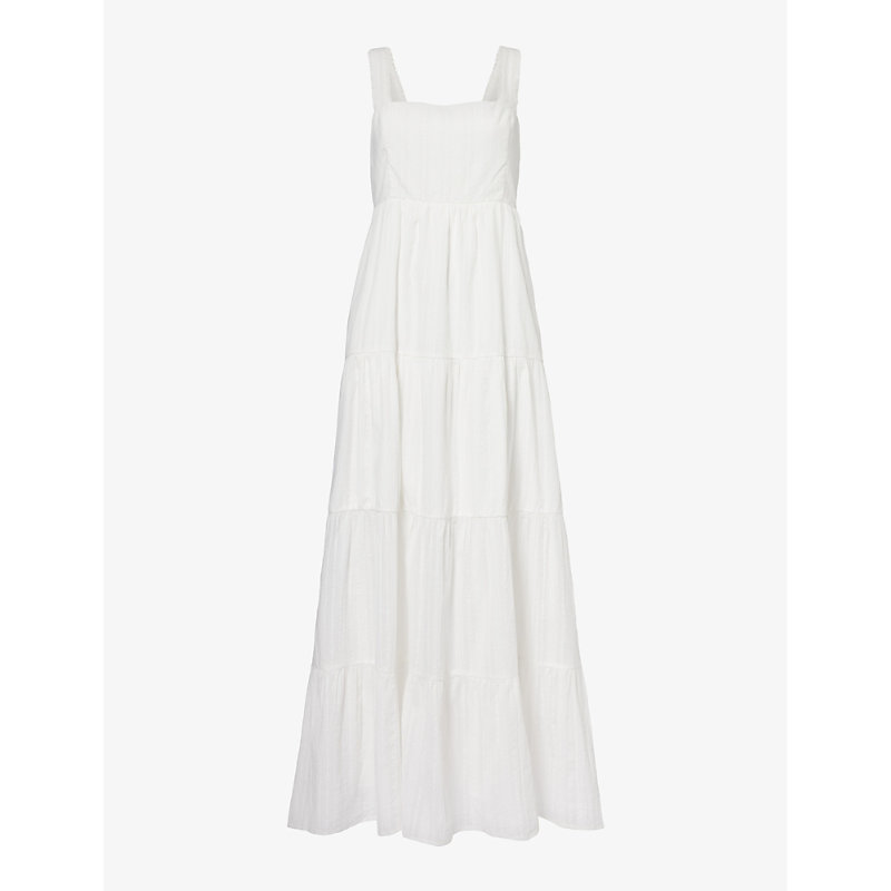 Shop Paige Womens White Ginseng Tiered Cotton Maxi Dress