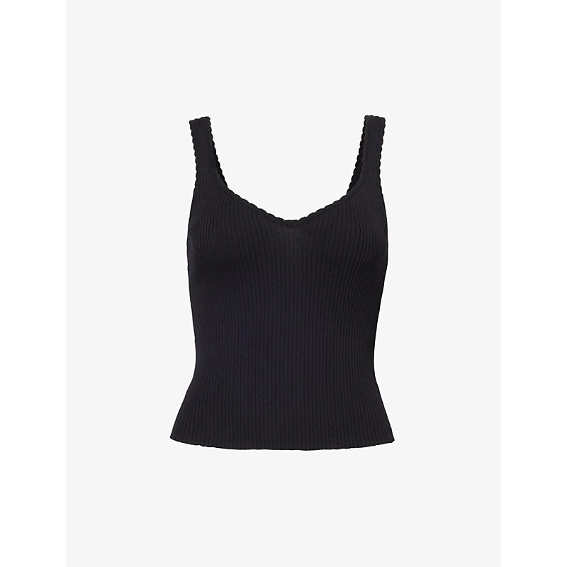 Paige Womens Black Odile Ribbed Knitted Top