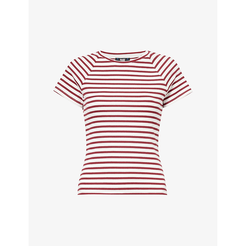 Shop Paige Womens Ivory Multi Stripe Bijou Striped Slim-fit Stretch-woven T-shirt