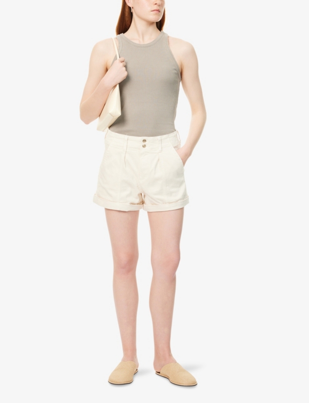 Brooklyn turn-up cuff mid-rise cotton-blend denim shorts