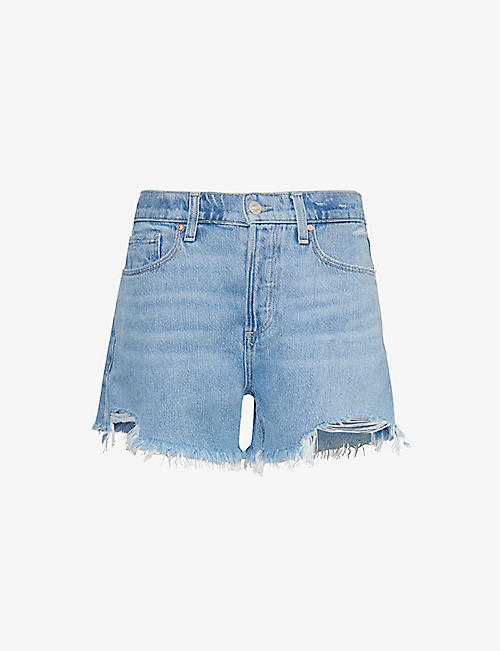 PAIGE: Noella raw-hem cotton-blend denim shorts