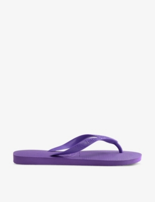 Havaianas Womens Dark Purple Top Embossed Logo Rubber Flip-flop