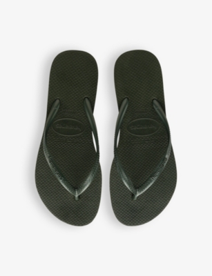 Havaianas Womens Green Olive Top Embossed Logo Rubber Flip-flops In Green Olive