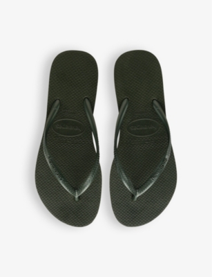 Shop Havaianas Top Embossed Logo Rubber Flip-flops In Green Olive