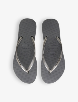 Shop Havaianas Women's Steel Grey Slim Metallic Rubber Flip-flops