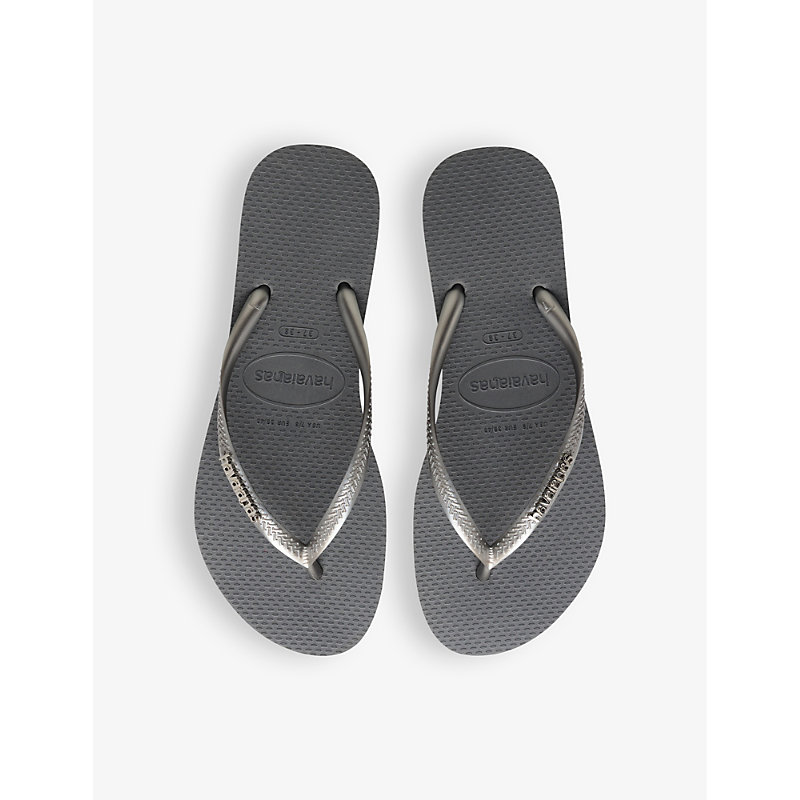 Shop Havaianas Women's Steel Grey Slim Metallic Rubber Flip-flops