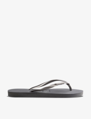 Shop Havaianas Women's Steel Grey Slim Metallic Rubber Flip-flops