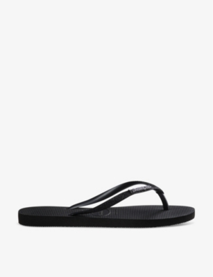 Shop Havaianas Womens Slim Metallic Rubber Flip-flops Black