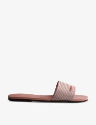 Shop Havaianas Women's Crocus Rose You Malta Logo-embellished Woven And Rubber Sliders
