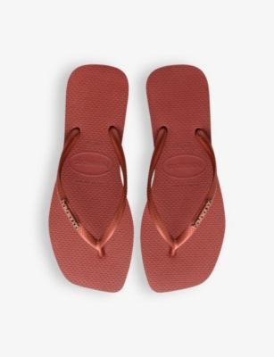 Shop Havaianas Logo-embellished Rubber Flip-flops In Mahogany