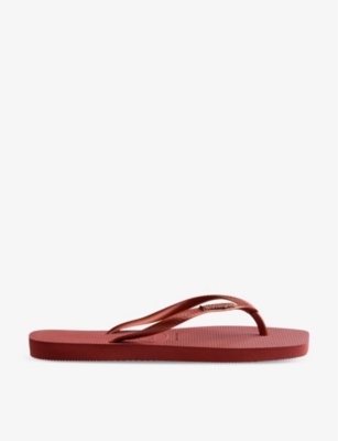 Shop Havaianas Women's Mahogany Logo-embellished Rubber Flip-flops