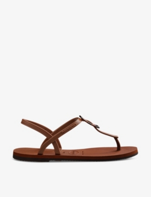 Shop Havaianas Have You Paraty Buckle Logo-embossed Rubber Flip-flops In Rust