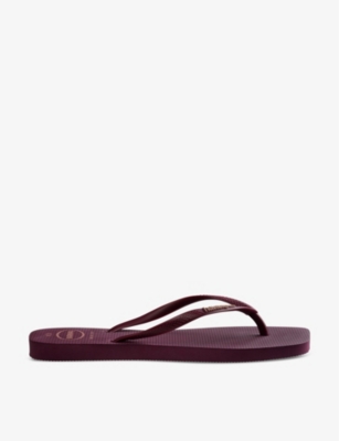 Shop Havaianas Square Logo-embossed Rubber Flip-flops In Purple Soil