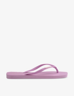 Shop Havaianas Women's Fresh Lavender Square Logo-embossed Rubber Flip-flops