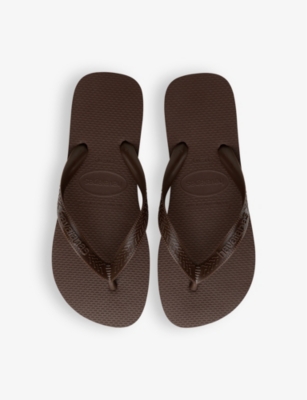 HAVAIANAS WOMENS DARK BROWN TOP LOGO-EMBOSSED RUBBER FLIP-FLOPS 