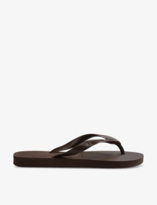 Shop Havaianas Top Logo-embossed Rubber Flip-flops In Dark Brown