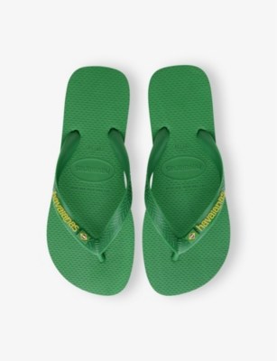 Havaianas Womens Patria Green Brasil Patria Logo-embossed Rubber Flip-flops In Patria Green