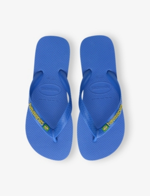 Shop Havaianas Brasil Patria Logo-embossed Rubber Flip-flops In Star Blue