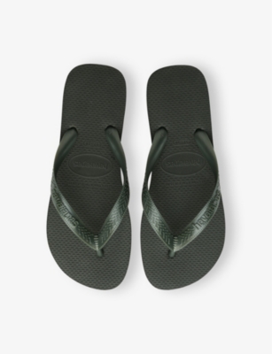 Havaianas Womens Olive Green Tiras Logo-embossed Rubber Flip-flops In Olive Green