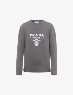 PRADA: Logo-intarsia cashmere and wool-blend sweater