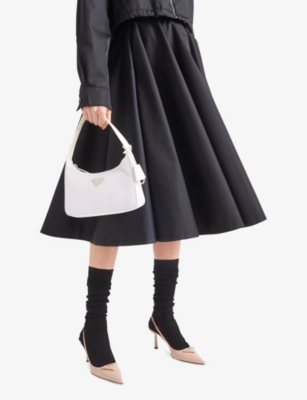Prada 75 Brushed Leather Slingback Pumps In Powder