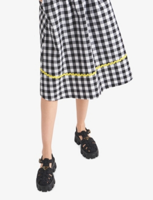 PRADA: Monolith logo-plaque chunky-sole caged crochet sandals