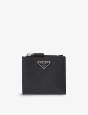 Shop Prada Mens Black Brand-plaque Small Saffiano Leather Wallet