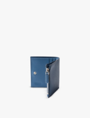Brand-plaque small saffiano leather wallet