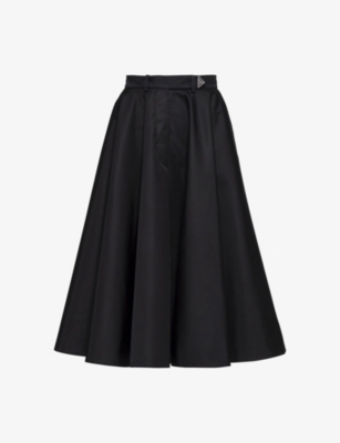 PRADA: Re-Nylon logo-plaque high-rise pleated skirt