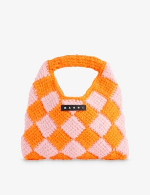 MARNI: Diamond woven-knit top-handle bag