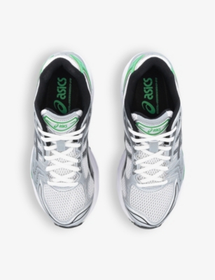 Shop Asics Women's White Malachite Green Gel-kayano 14 Leather And Mesh Mid-top Trainers