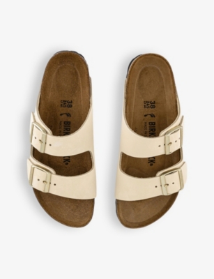 Shop Birkenstock Arizona Two-strap Leather Sandals In Ecru Nubuck