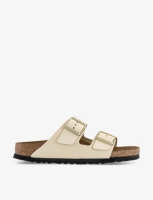 Shop Birkenstock Women's Ecru Nubuck Arizona Two-strap Leather Sandals