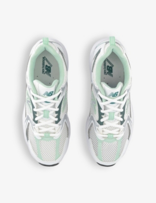 New Balance Womens White Khaki Green Mr530 Logo-embossed Leather And Mesh Low-top Trainers In White Khaki Green