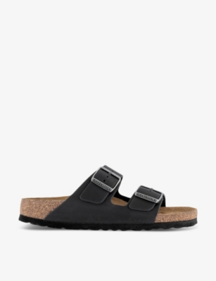 Shop Birkenstock Women's Oiled Leather Black Arizona Double-strap Leather Sandals