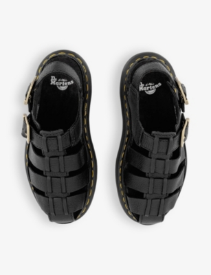Shop Dr. Martens' Wrenlie Caged Leather Fisherman Sandals In Black
