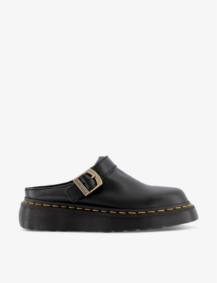 Shop Dr. Martens' Dr. Martens Women's Black Laketen Leather Platform Mules