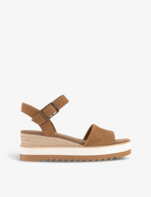 TOMS: Diana ankle-strap leather wedge sandals
