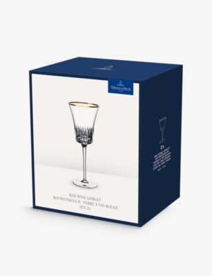 Villeroy & Boch Grand Royal Gold Crystal-glass Red Wine Glasses Set Of 2