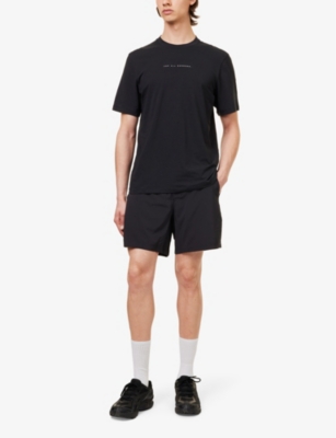 Shop Lululemon Men's Black Pace Breaker Regular-fit Stretch-recycled Polyester Shorts
