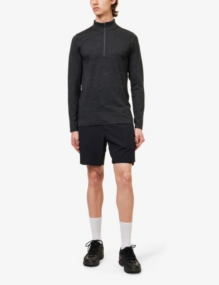 Shop Lululemon Mens Black License To Train Tapered-fit Stretch-woven Shorts
