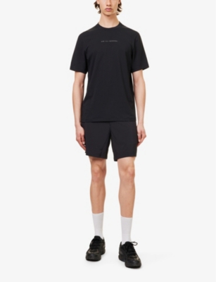 Shop Lululemon Men's Black Zeroed In Brand-print Stretch Cotton-blend T-shirt