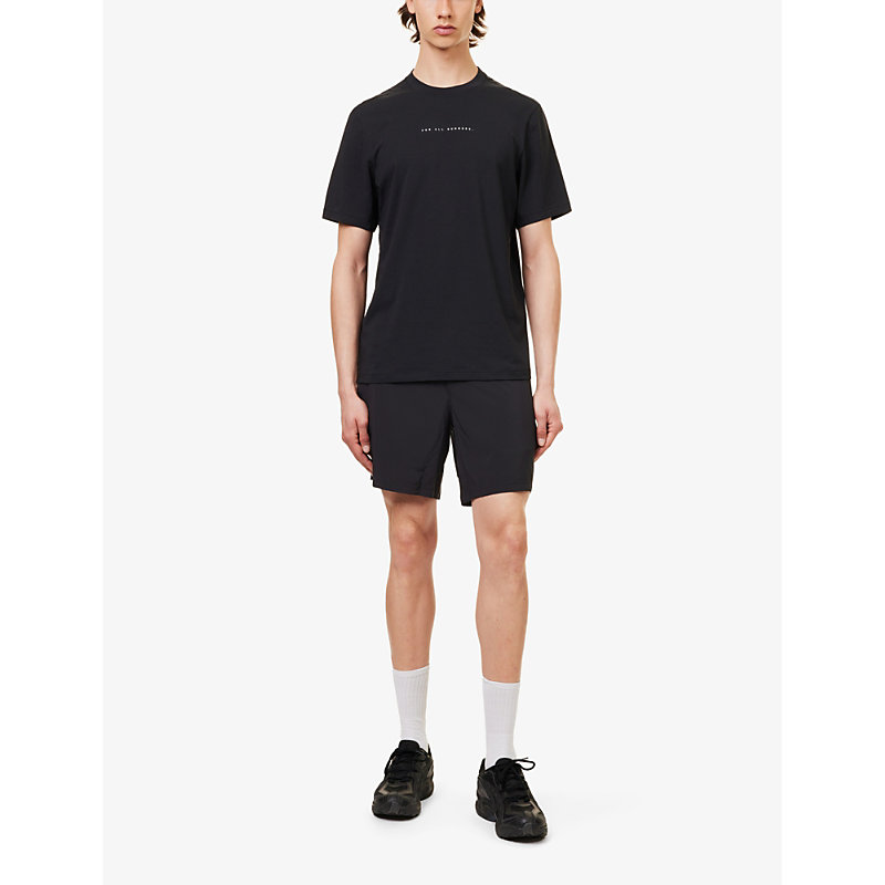 Shop Lululemon Men's Black Zeroed In Brand-print Stretch Cotton-blend T-shirt