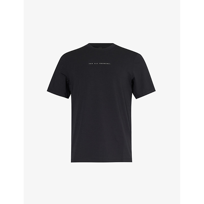Shop Lululemon Mens Black Zeroed In Brand-print Stretch Cotton-blend T-shirt