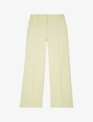 Shop The Kooples Women's Bright Yellow High-rise Straight-leg Woven Trousers