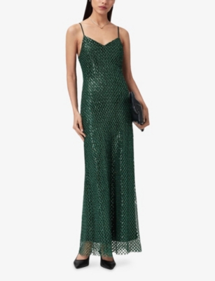 ALLSAINTS: Chantelle sequin-embellished V-neck woven midi dress