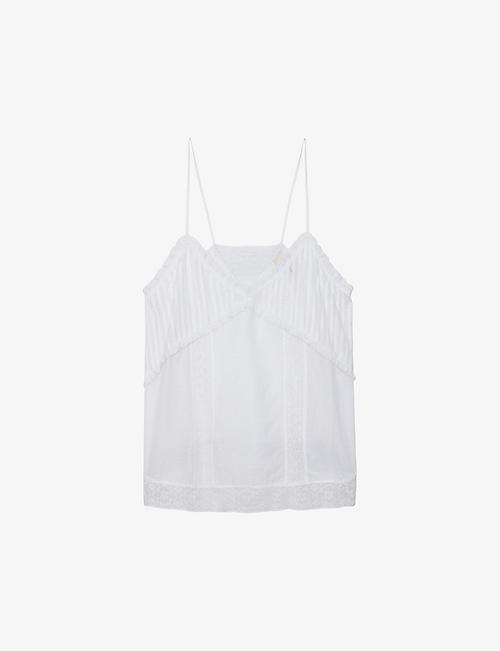 ZADIG&VOLTAIRE: Calixia frill-trim relaxed-trim cotton camisole top