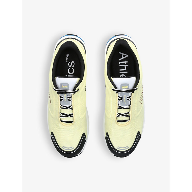 Shop Athletic S Footwear Mens Yellow One Remastered Brand-print Woven Low-top Trainers