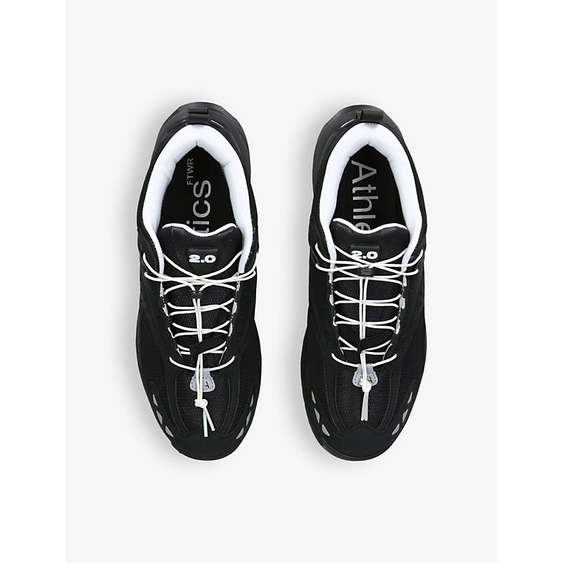 Shop Athletic Vtwo Brand-print Mid-top Woven Trainers In Black